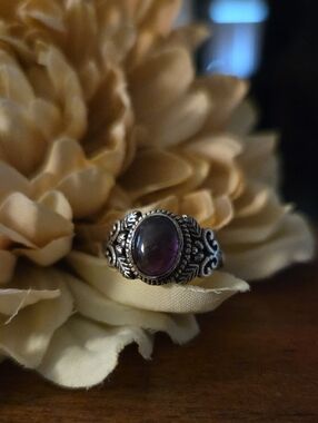 Amethyst Ring 925 Sterling Silver Overlay Size 8½ NEW